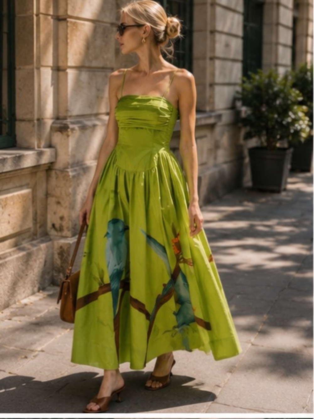 FARM Rio Lime Green Maxi Dress with Blue Bird Print - Picture 5 of 13